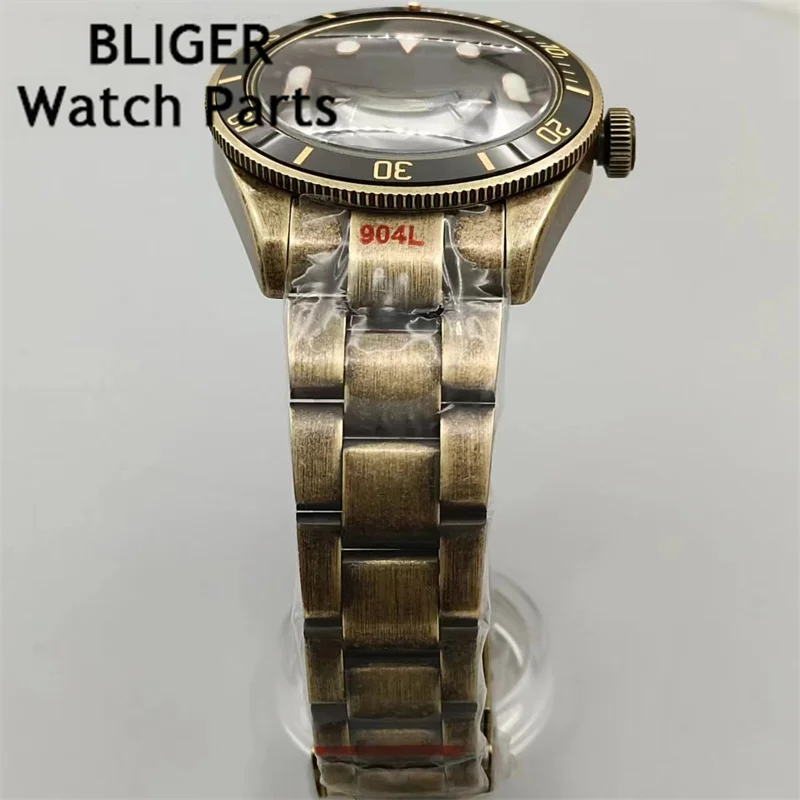 BLIGER Bronze 39mm NH35A Automatic Movement Mechanical Diving Men\'s Watch Snowflake Hand Domed Sapphire Crystal Oysters bracelet