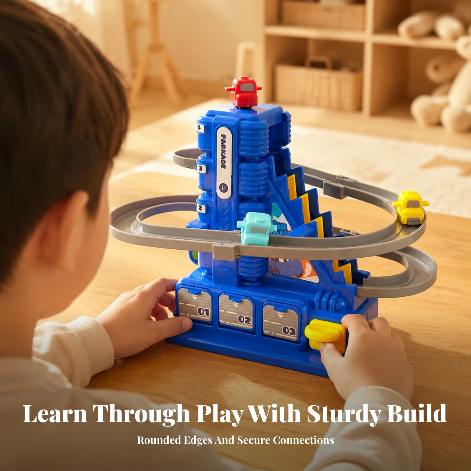 spiral-track-parking-garage-playset-hands-on-parking-garage-track-toy-children's-play-set-screen-without-compact