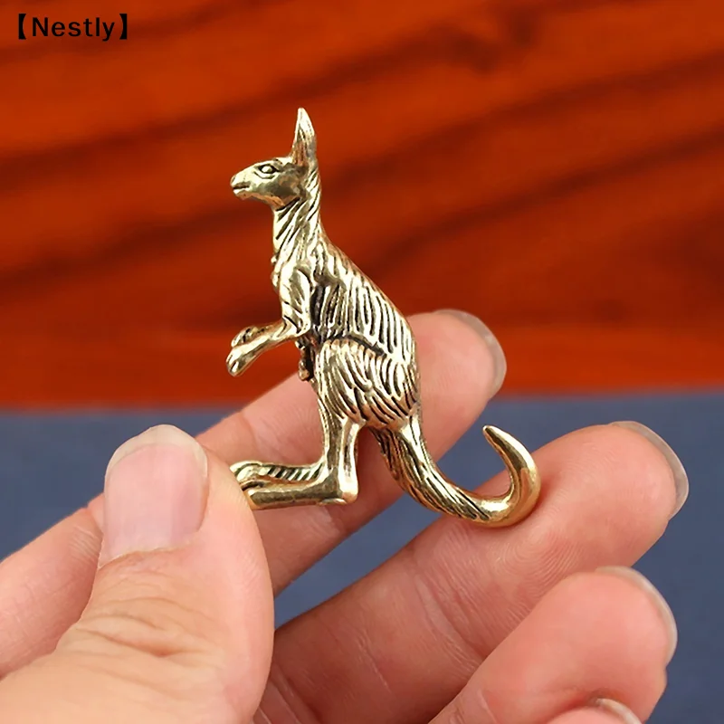 Brass Kangaroo Sculpture Vintage Animal Figurine Gold Plating For Desk Decoration〔Nest〕 - view 4