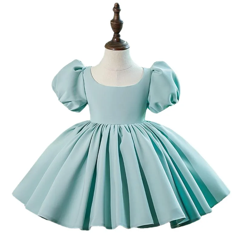 Toddler Girls Cute Puff Sleeve Princess Ball Gown Children Elegant 1st Birthday Party Performance Boutique Dresses y806