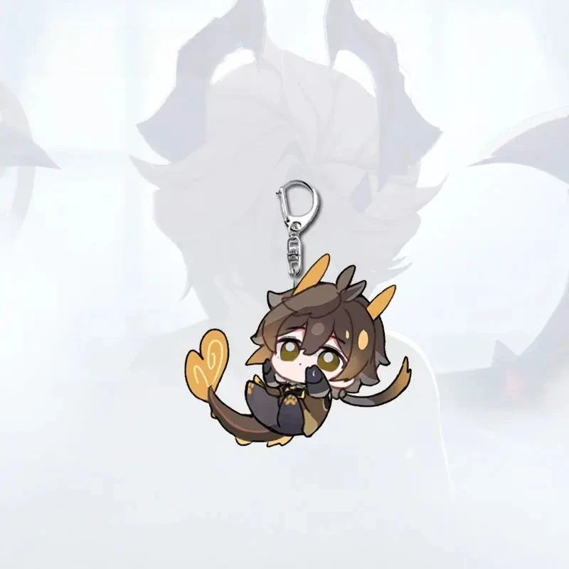 لعبة Genshin تأثير Neuvillette Zhongli Mini Durin تأثيري حقيبة سلسلة مفاتيح قلادة الاكريليك كيرينغ الهاتف المحمول حبل معلق #4