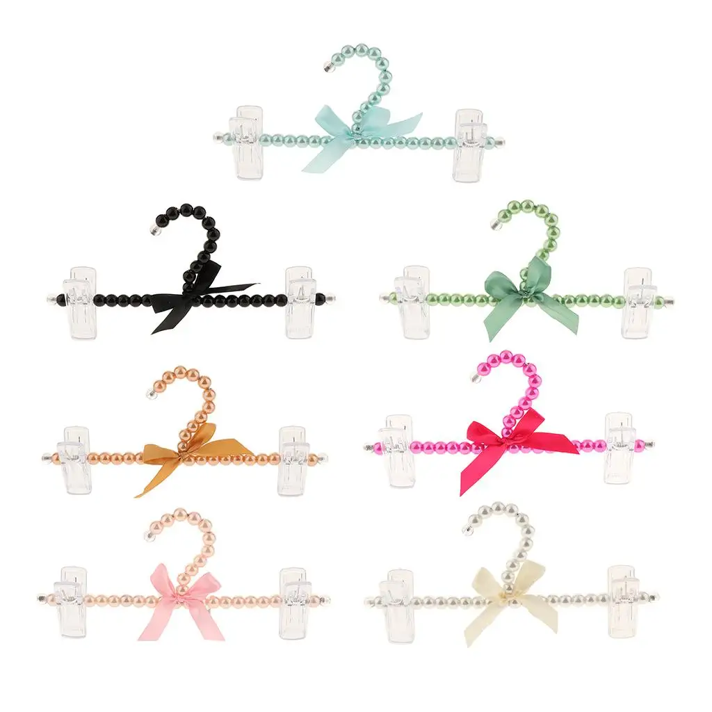 Percha de ropa con cuentas de perlas de imitación, 23cm, 2 Clips