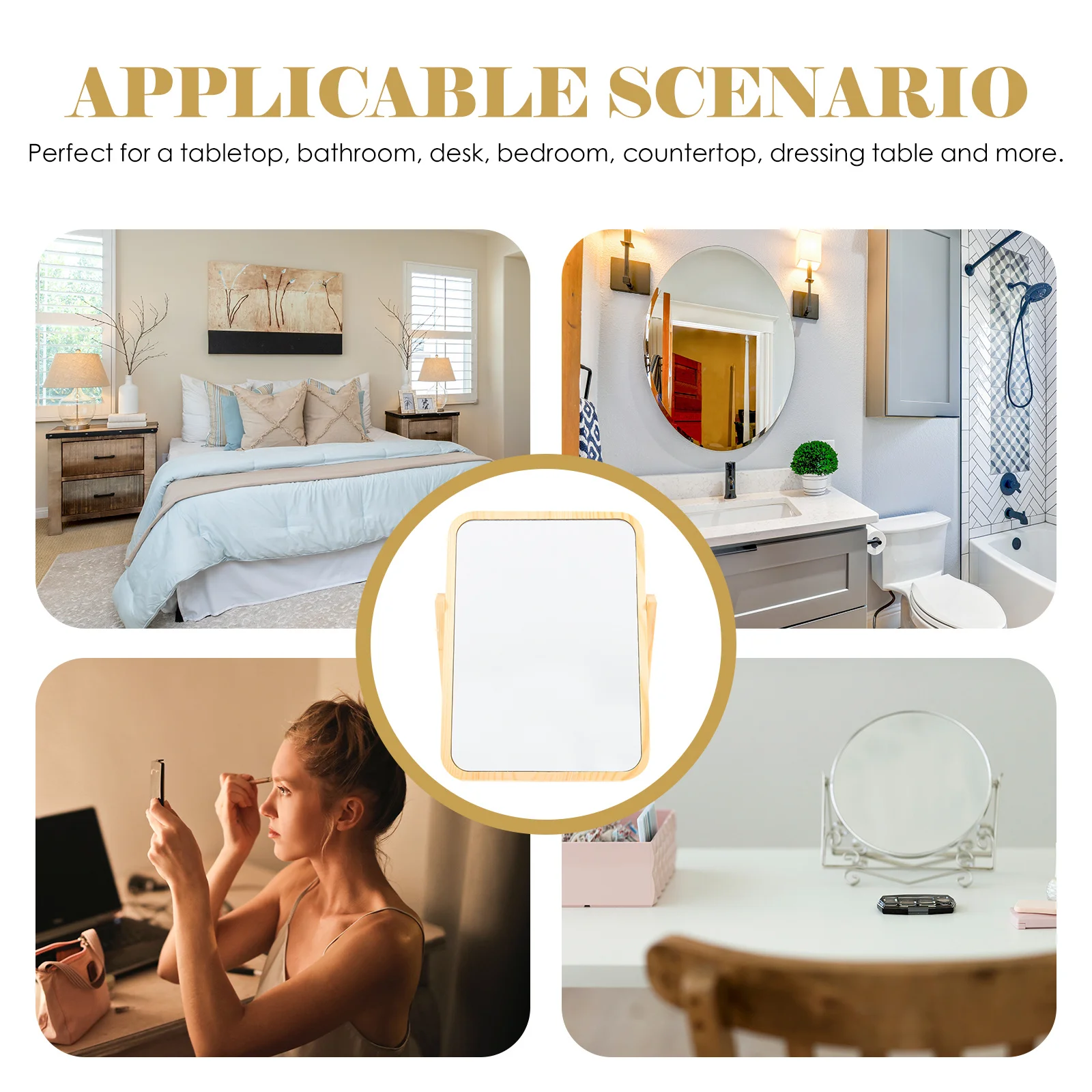 Desk Table Rotation Vanity Mirror Desktop Makeup Mirror Polished High Definition Surface Compact Durable Design