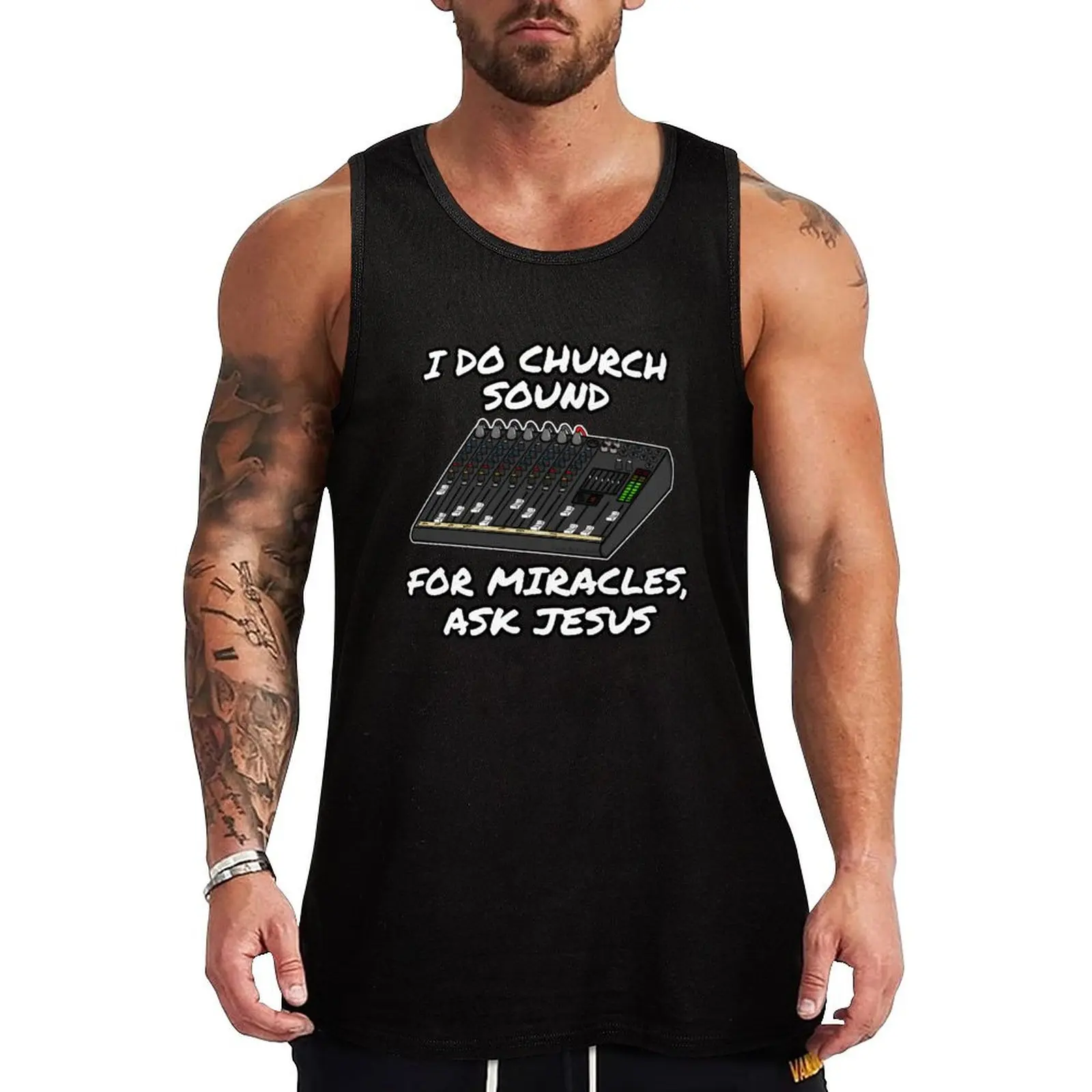 

I Do Church Sound For Miracles Ask Jesus Tank Top Funny Print Tank Top Humor Graphic Sleeveless Shirt