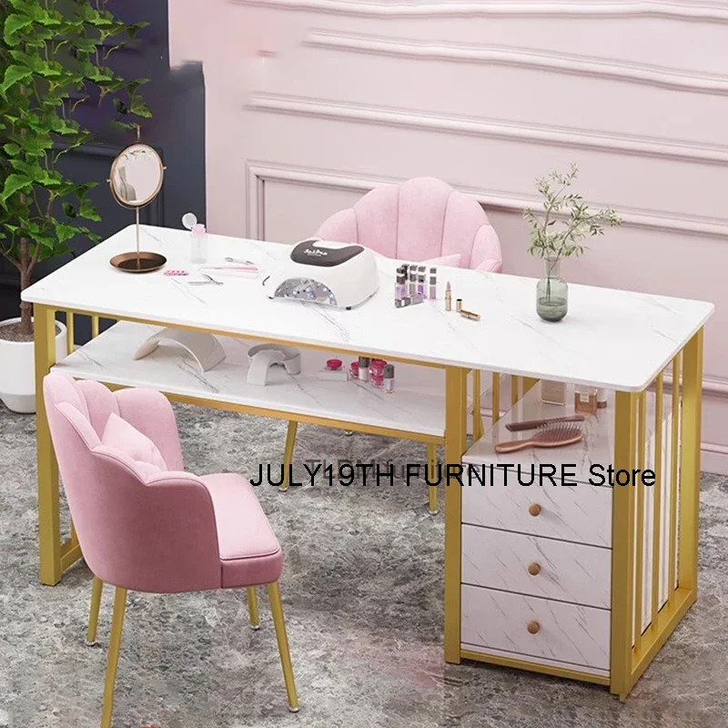 Pink Prosthetic Manicure Table Living Room Simple Designer Nail Table Aesthetic Women Mesa Manicura Salon Furniture LJ50MT