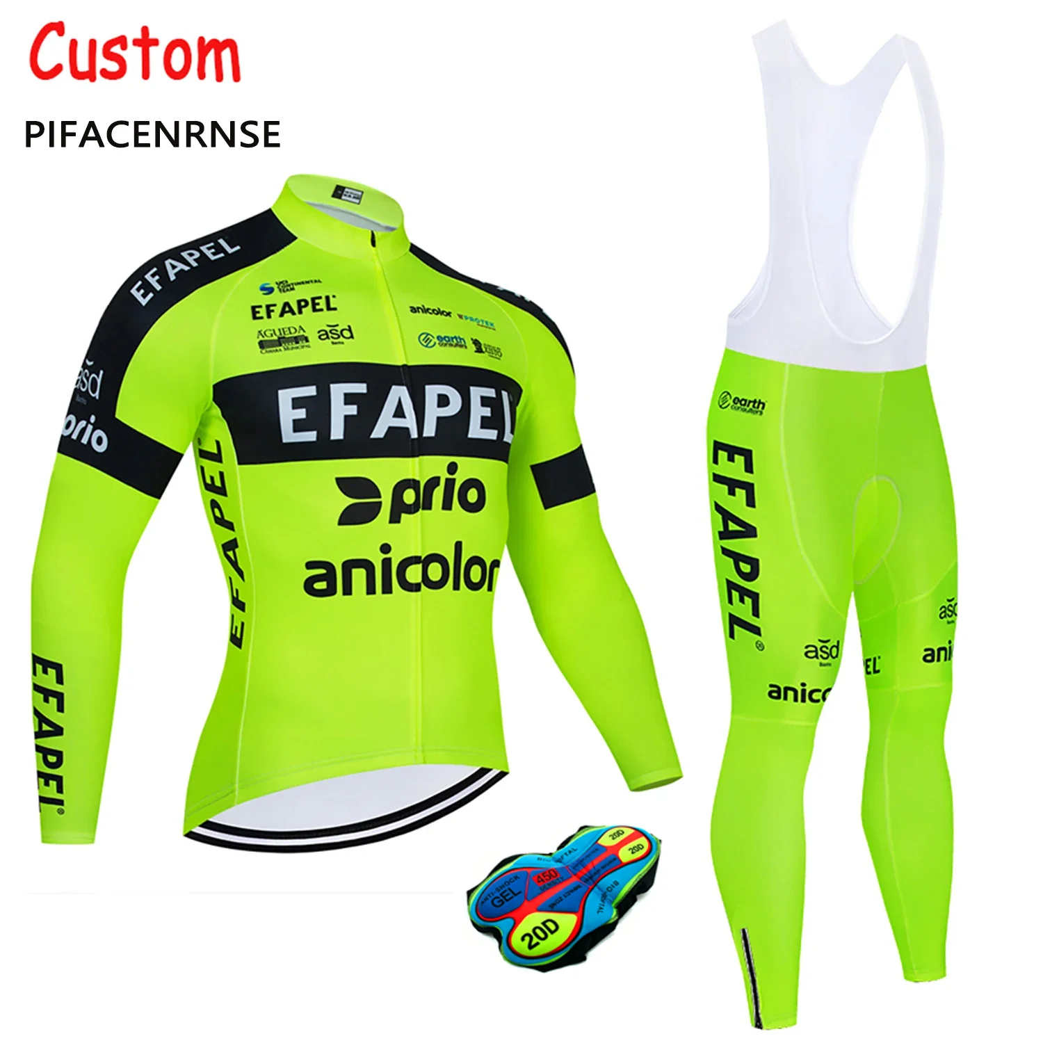 

Fluor Yellow Cycling Jersey EFAPEL Bike Jacket Maillot Pants Set UAE Winter 2027 Ropa Ciclismo Thermal Fleece Bicycle Clothing