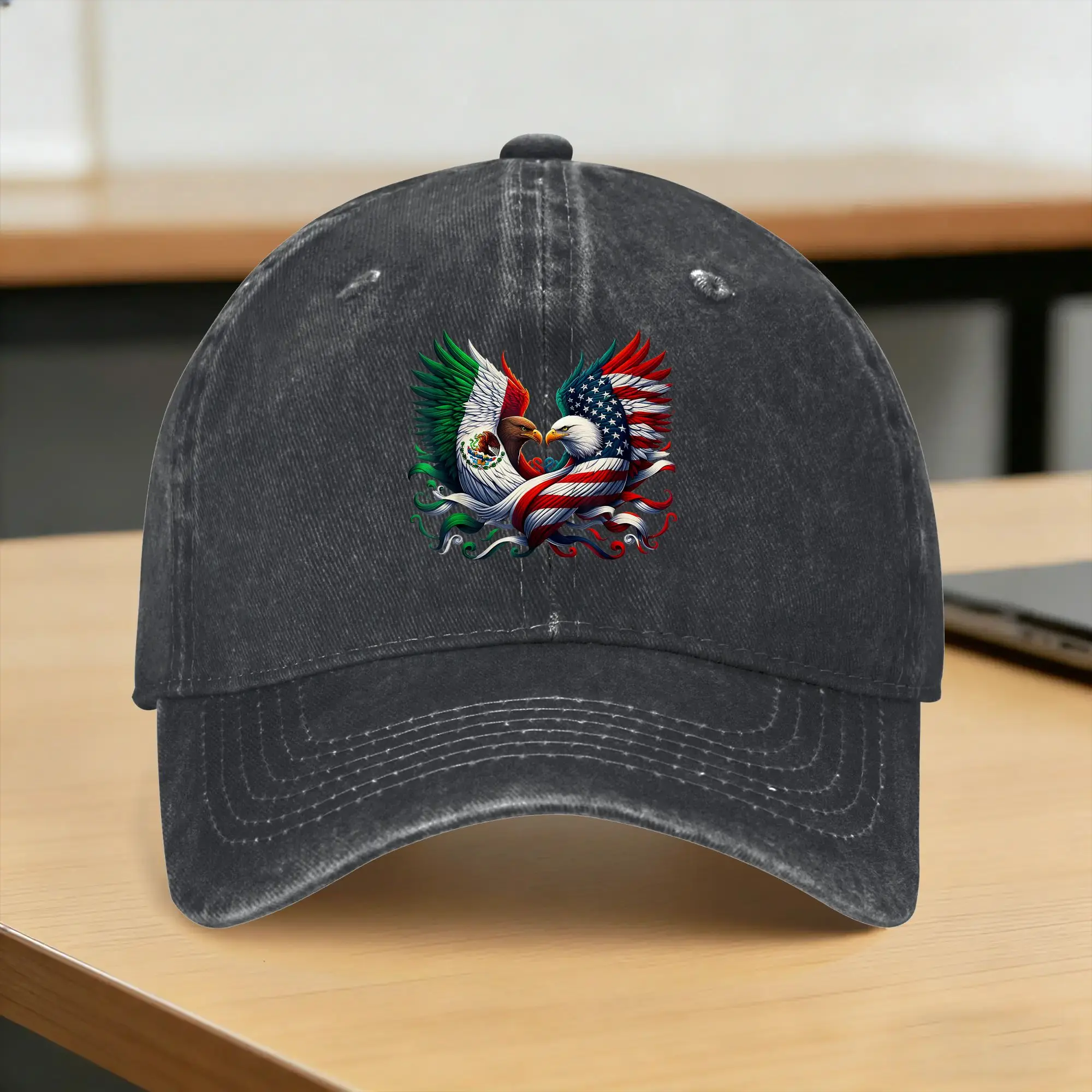 Casquette de baseball avec motif Ailes d'aigle mexicaines et américaines, Art de l'unité, style Hip Hop amusant d'été, design pour couple et femme, pour le tennis, le skate et le baseball