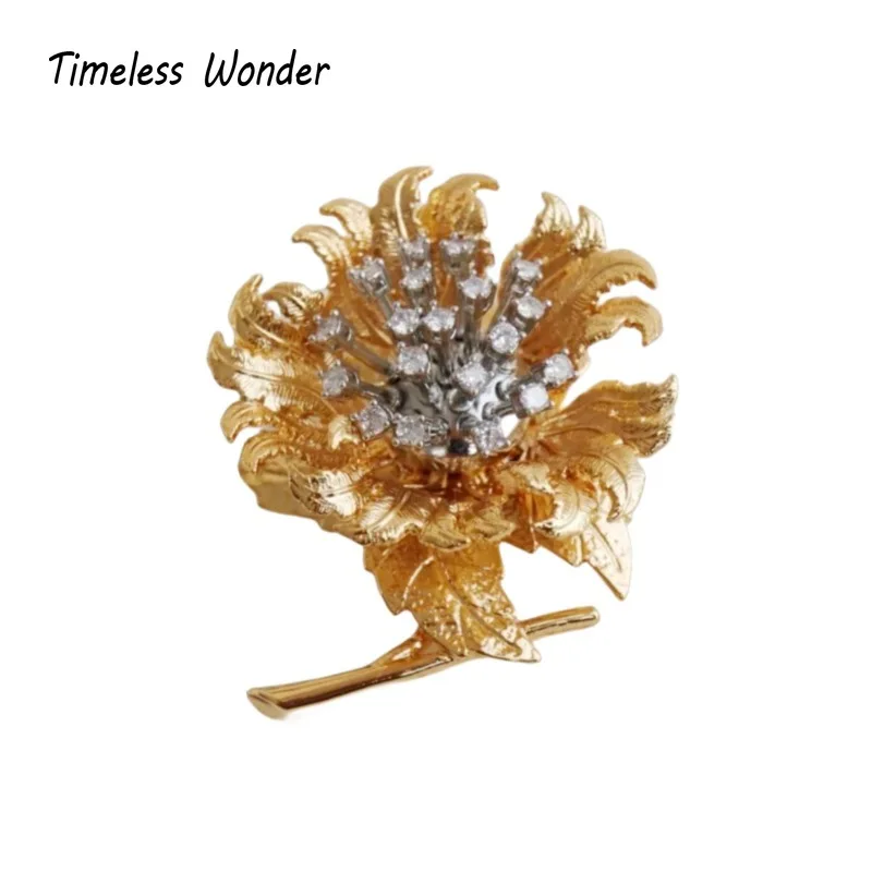 Timeless Wonder Fancy 3D Zircon Geo Floral Brooch Pins for Women Designer Jewelry Luxury Runway Bridal Gift Broches Rare 5352