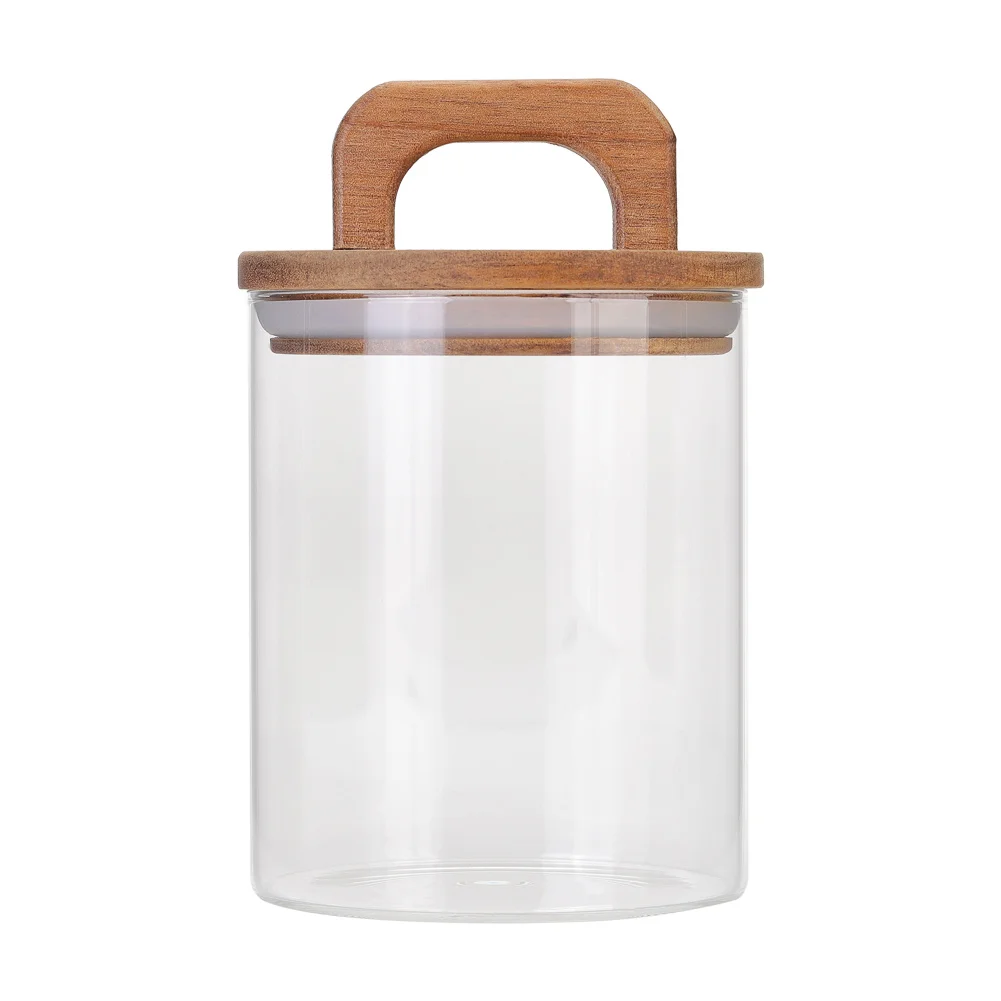 Voltsify 800ML Glass Storage Jar with Wooden Lid Food Storage Jar Tea Storage Containers Canisters