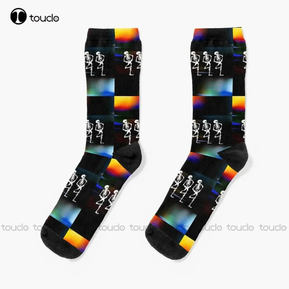 Halloween Skeleton Line Dance Socks White Socks Mens Personalized Custom Unisex Adult Teen Youth Socks Custom Gift Streetwear