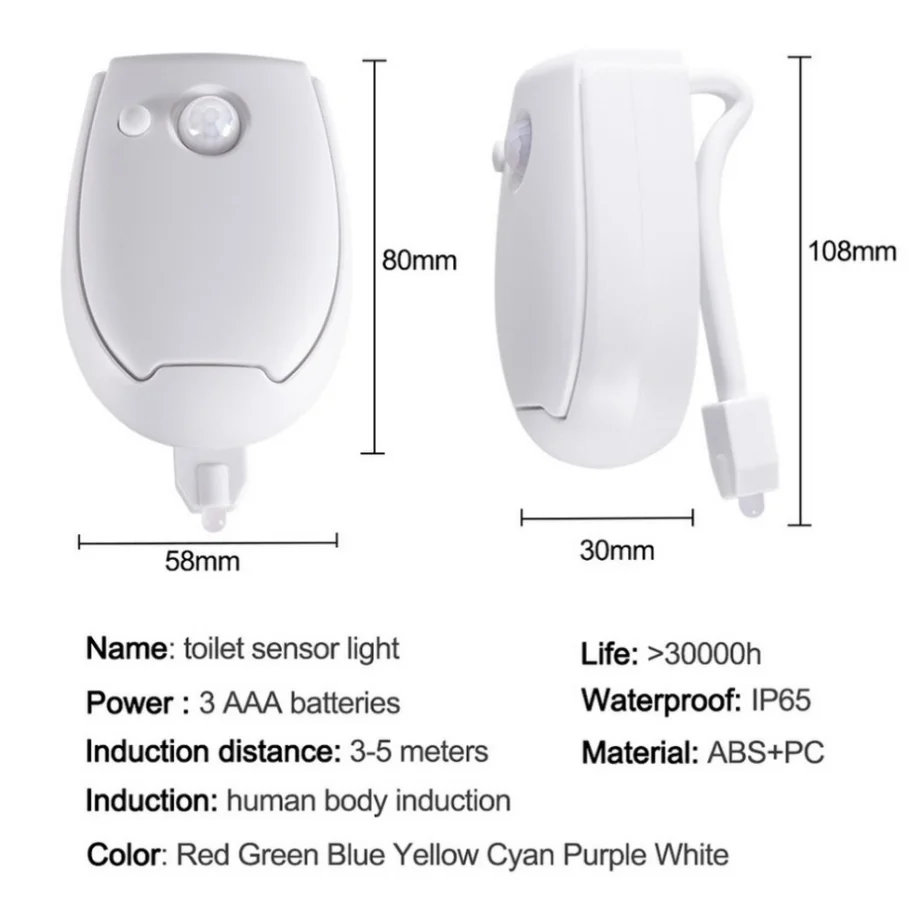 7 Colors Smart PIR Motion Sensor Toilet Seat Night Light Waterproof Backlight For Toilet Bowl LED Luminaria Lamp WC Toilet Light