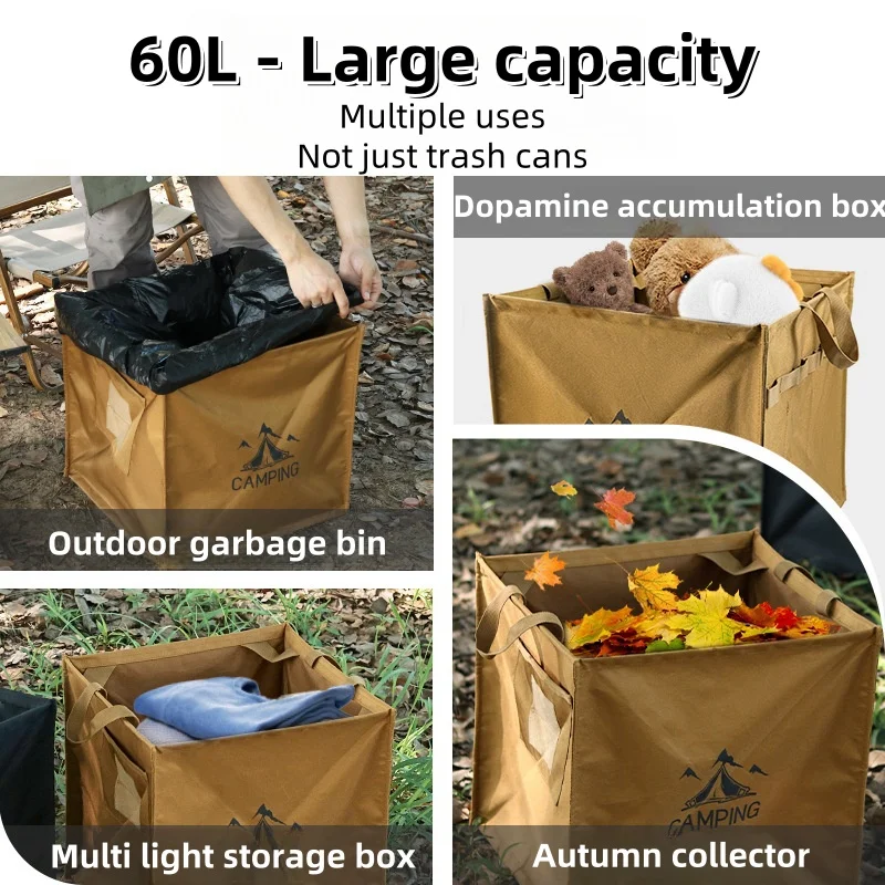 ”Small Triangle Outdoor Folding Garbage Bin Camping Equipment Storage Box Large Capacity Tactical Storage Box Bag