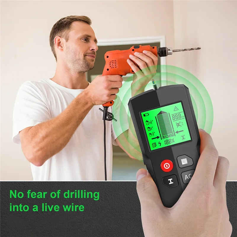 

ABMR-Stud Finder Настенный сканер Детектор 5 в 1 Электронные настенные деревянные металлические шпильки Датчик шпилек с ЖК-дисплеем Черный Легко