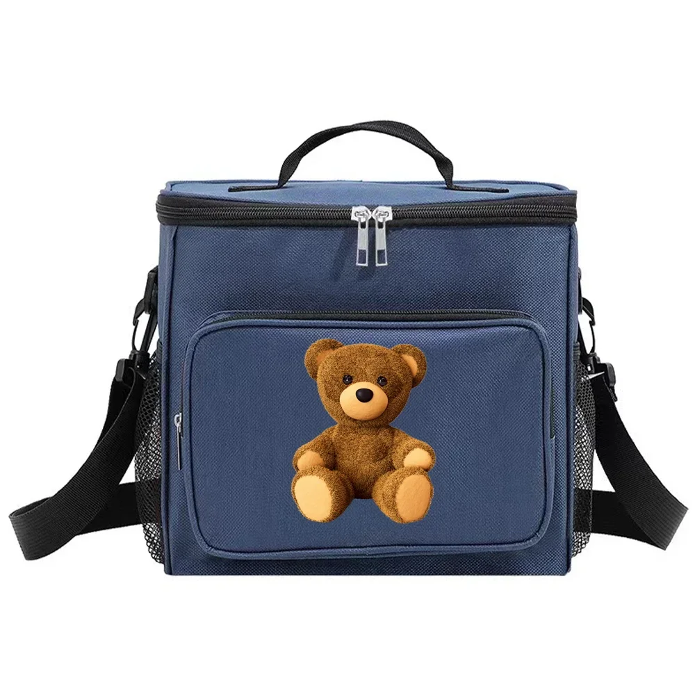 Lunch Box Cooler Organizer Case Thermal Handbag Waterproof Outdoor Travel Shoulder Lunch Bag for Men and Women Bear Pattern