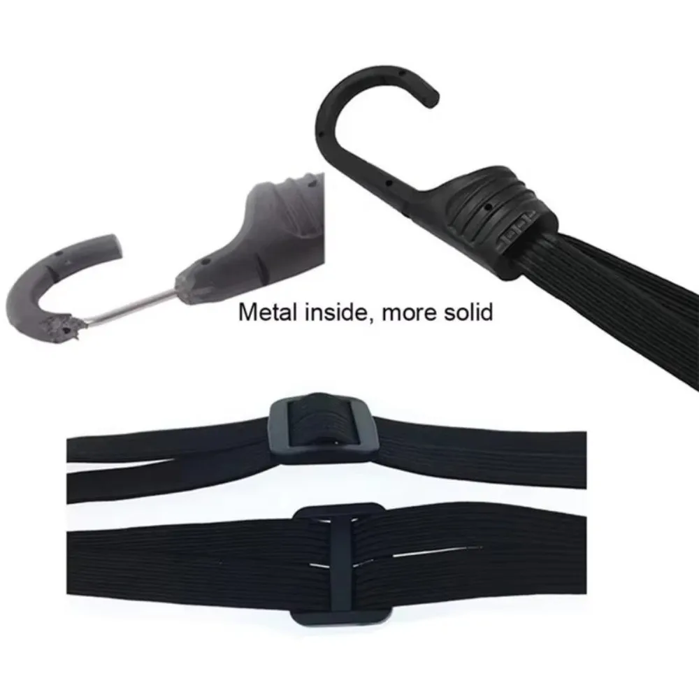 Durable Nylon Motorcycle Luggage Strap with 2 Hooks High-Elasticity Helmet Rope Adjustable Helmet Fixed Strap