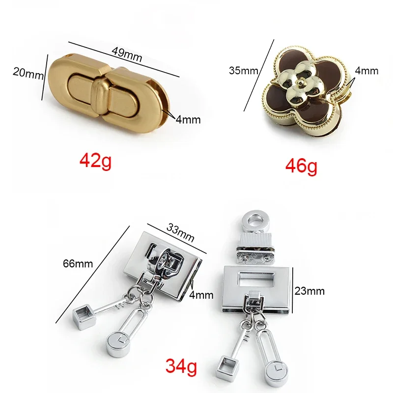 타원형 및 직사각형 금속 회전 잠금 플립 잠금, 여성용 지갑 숄더백, 핸드백 트위스트 잠금 클로저 버클 액세서리, 2-5-20 세트