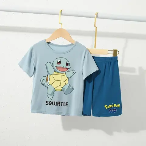 Pokemon Charizard Snorlax Charmander Gengar Pikachu Föräldra-barn Hemkläder Set Modal Barn Tunn Kortärmad Casual Pyjamas 10 best sales Pokémon Snorlax - №5