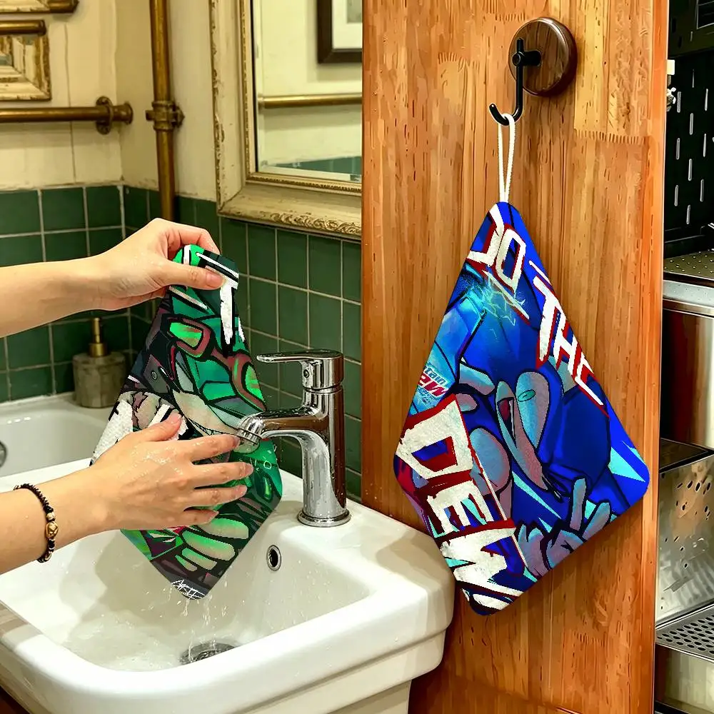 Game Cartoon S-Sonic Hanging Kitchen Towel, Polyester Cotton Material, Multipurpose Hand Wiping Towel for Family