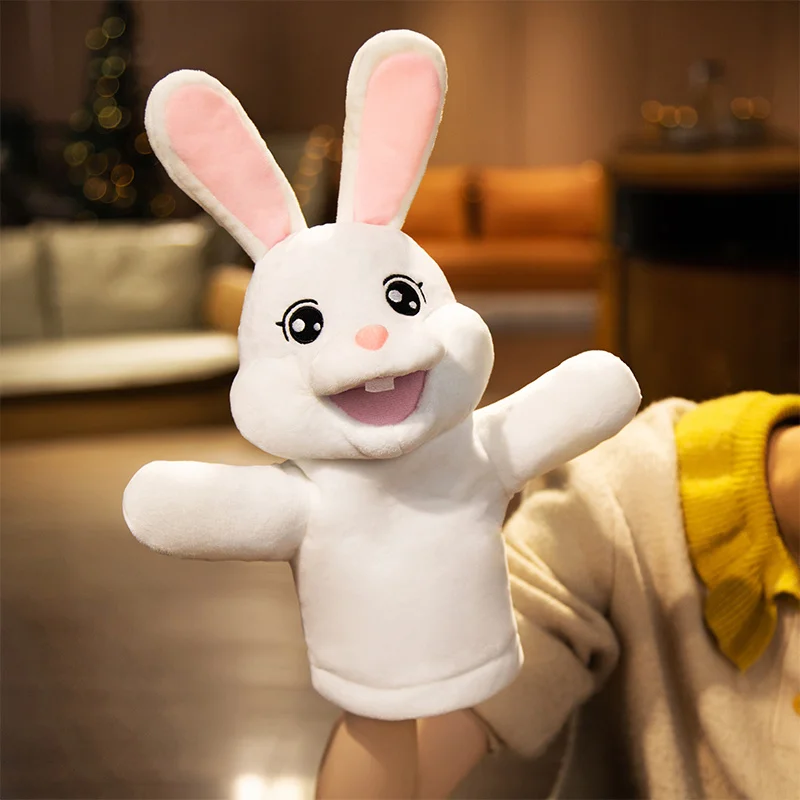 35cm New Cute Rabbit Hand Puppet Animal Holiday Celebration Props Stuffed Funny Party Plush Gifts For Kids Girl Xmas Birthday