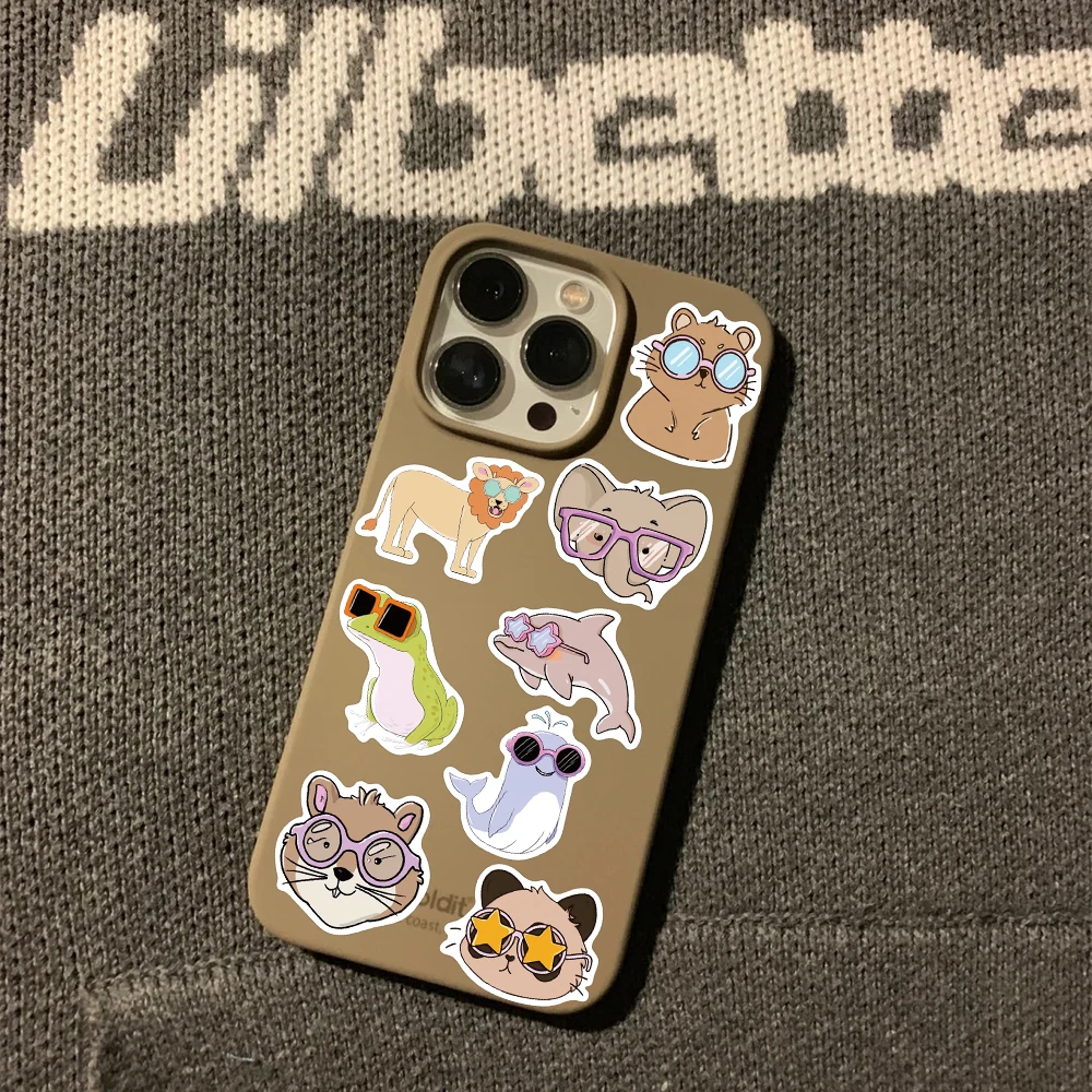 50 قطعة الكرتون لطيف نظارات الحيوانات ملصقات الشارات لأجهزة الكمبيوتر المحمول سجل القصاصات الأمتعة الغيتار خوذة DIY الكتابة على الجدران ملصقات الجمالية #6