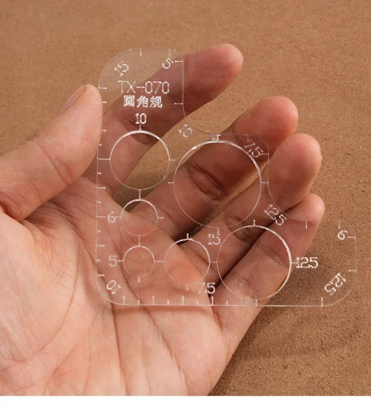 อะคริลิค R รูปเครื่องตัดมุมรัศมีวัดเย็บผ้าห่มหนังผ้า Patchwork ไม้บรรทัดแม่แบบเครื่องมือ DIY อุปกรณ์เย็บผ้า