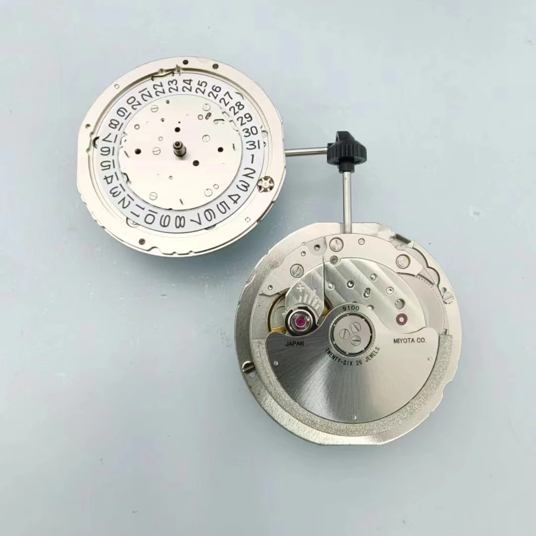 Japan MIYOTA 9100 Automatic Mechanical Movement Top Luxury Brand Watch Replace Movt Parts Twenty-Six Jewels with White Datewheel