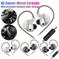KZ Castor In Ear HiFi Earphone Wired Earbuds 2 Dynamic Tunable Noise Cancelling Headphones With Detachable Cable 3Pairs Eartips