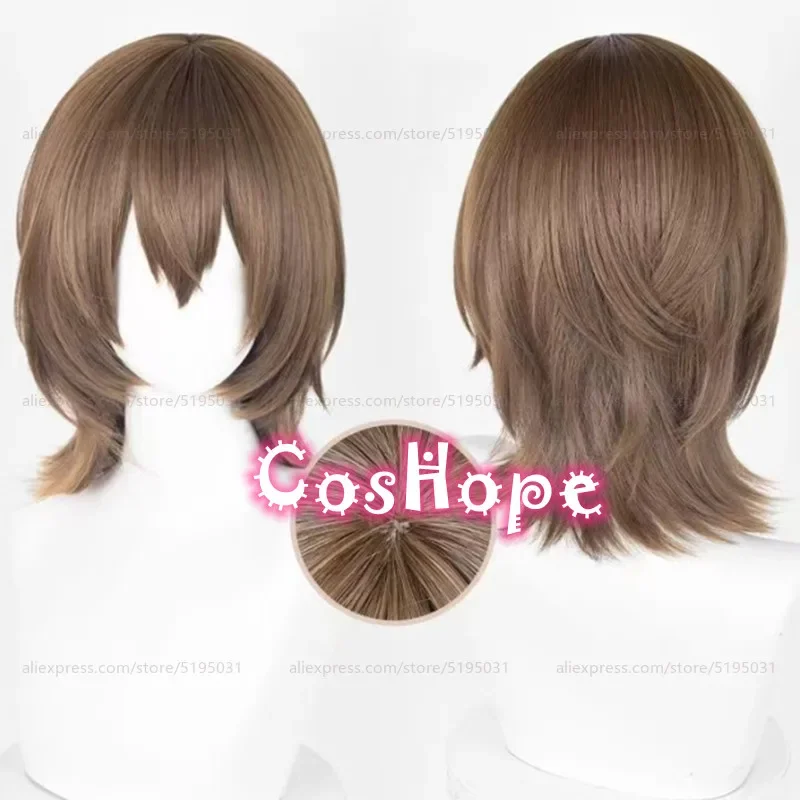 GoroAkechi Cosplay Wig Men 38cm Short Brown Wig Cosplay Anime Cosplay Wigs Heat Resistant Synthetic Wigs