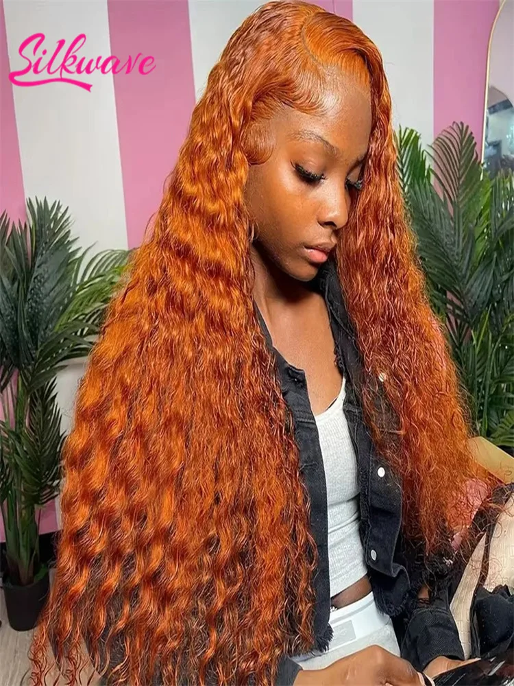 

Silkwave Ginger Orange Water Wave #350 Colored 13x6 13x4 Transparent Lace Front Wig Human Hair For Women 30 Inch Deep Curly Wig