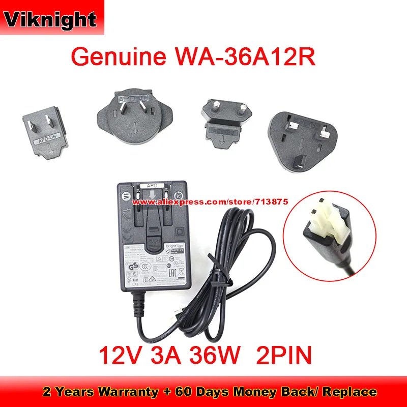 Adaptador ca Apd Genuíno para Sinal de Brilho Wa36a12r Xd234 Xd1034 Media Player 12v 3a 36w com Pinos Especiais