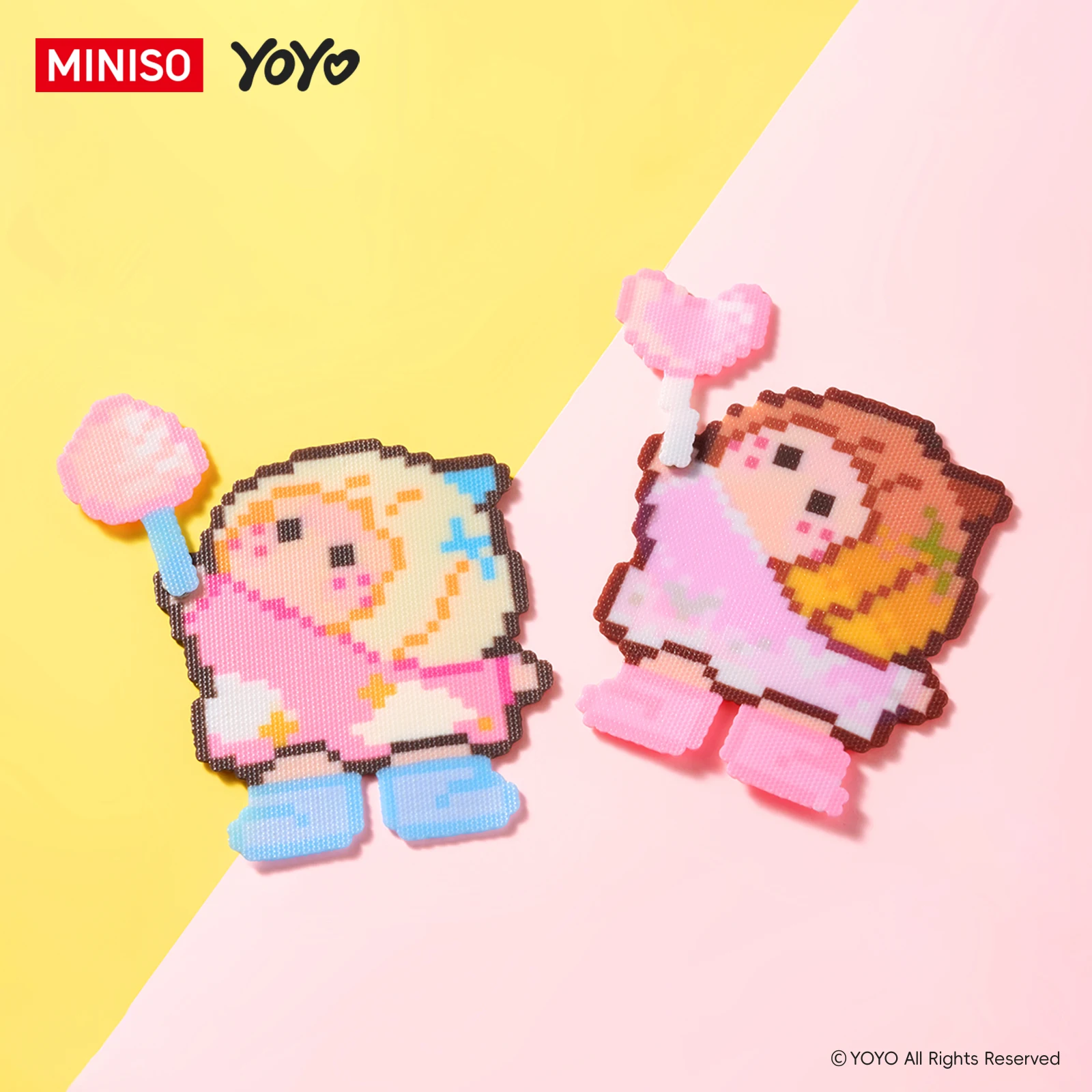 MINISO YOYO Sweet Wishes Pixel Bead Blind Box Cute Kawaii Mini Figure Pixel Art Collectible Mystery Toy Desk Decor Surprise Gift