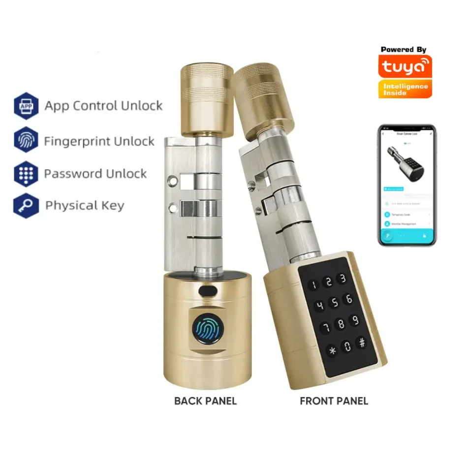 Tuya Adjustable Lock core Fingerprint Password Without Changing Lockbody Brand New Electronic Smart Lock Cylinder