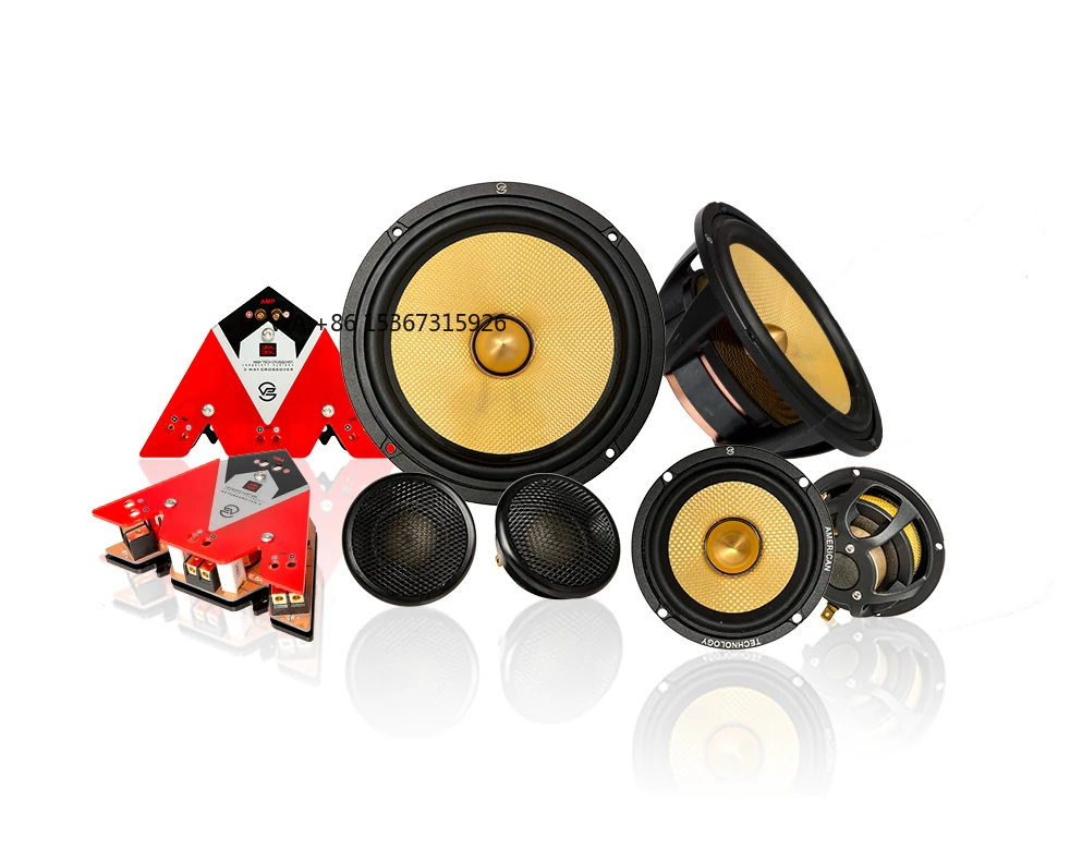 6.5 Inch 3-way  Ke Vlar Fiber Woven Cone Component Car Speaker Set Car Audio Universal