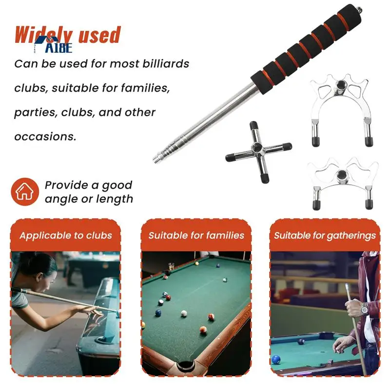 

A18E-выдвижной бильярдный кий с 3 шт. съемной латунной головкой моста, бильярдный стол, аксессуары для бильярдного кия