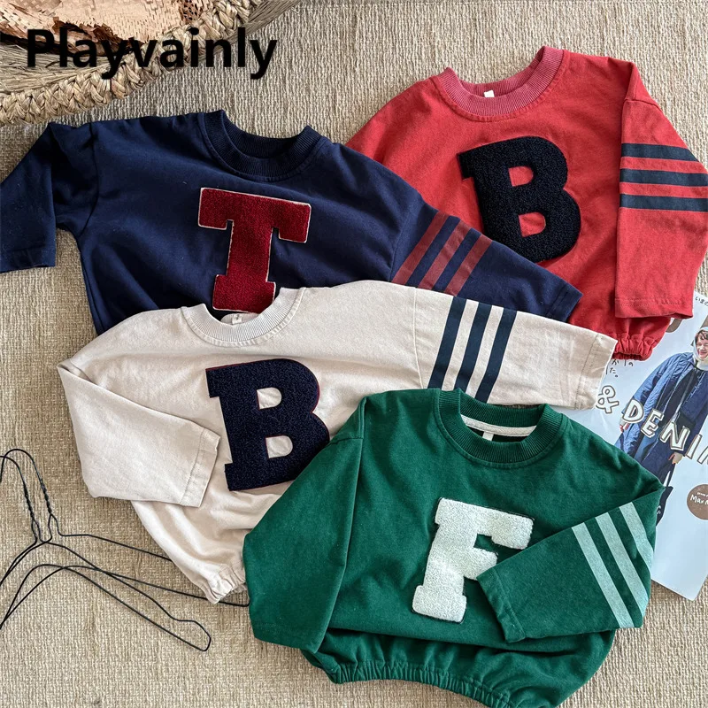 

2025 New Kids Sweatshirts Boys Girls Autumn Spring Korean Style Pullover Tops Casual Crewneck Hoodie Children Clothes A6065