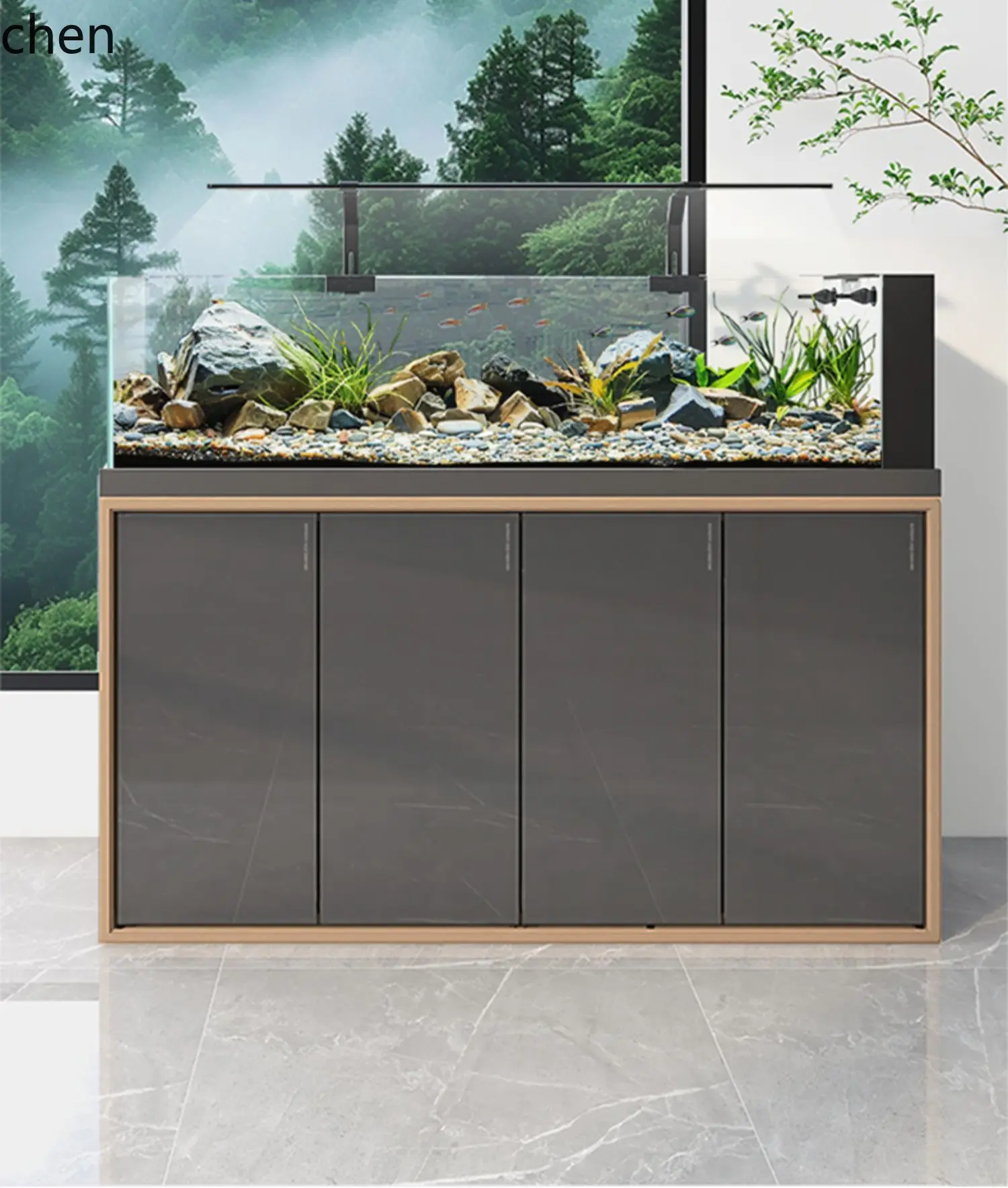 

QZT stream tank cobblestone South American native tank creative landscaping Three Lakes ecological fish tank