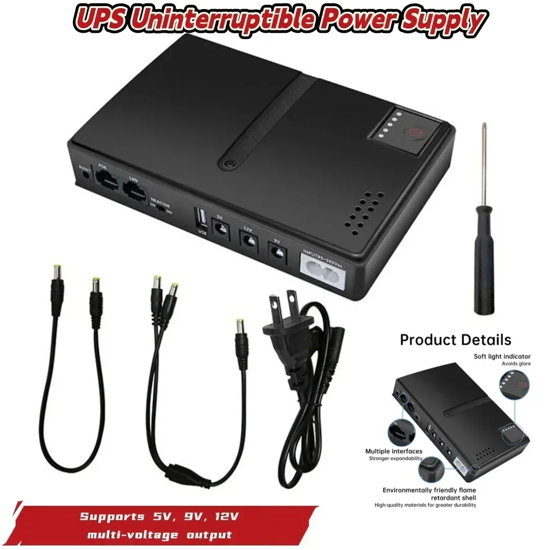 1018L Uninterruptible Power Supply (UPS) -18W DC Backup Power 5V/9V/12V Multi-Voltage Output For Router Modem And Phone Device