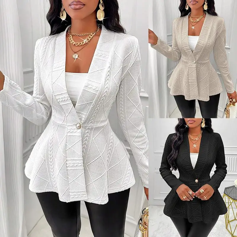 

Женский утепленный пиджак-жакет приталенного кроя с длинными рукавами, однотонный, для официальных мероприятий, верхняя одежда для женщин, зимний сезон, модный