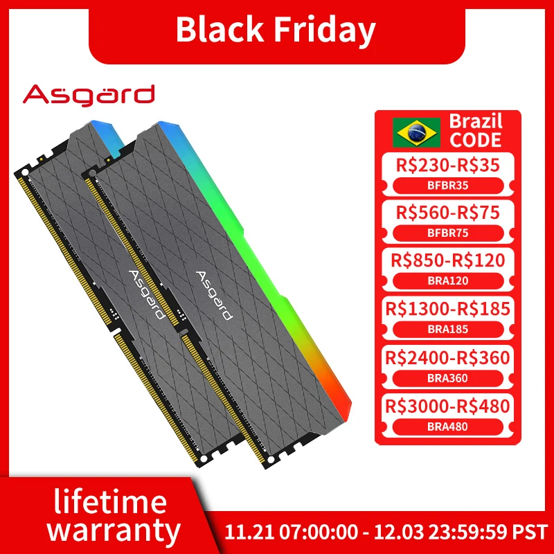 Asgard W2 RGB RAM DDR4 8GBx2 16gb 32gb 3200MHz PC4-25600 DIMM Memoria Ram ddr4 Desktop Ram 1,35 V Asgard Loki W2 RGB