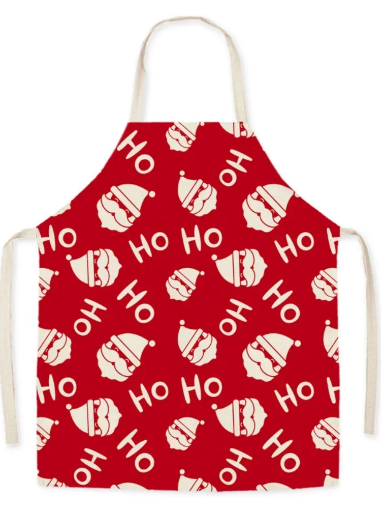 Christmas Apron Santa Linen Stain Resistant Sleeveless Apron Housekeeping Cleaning Tools Kitchen Baking Overalls Apron for Kids