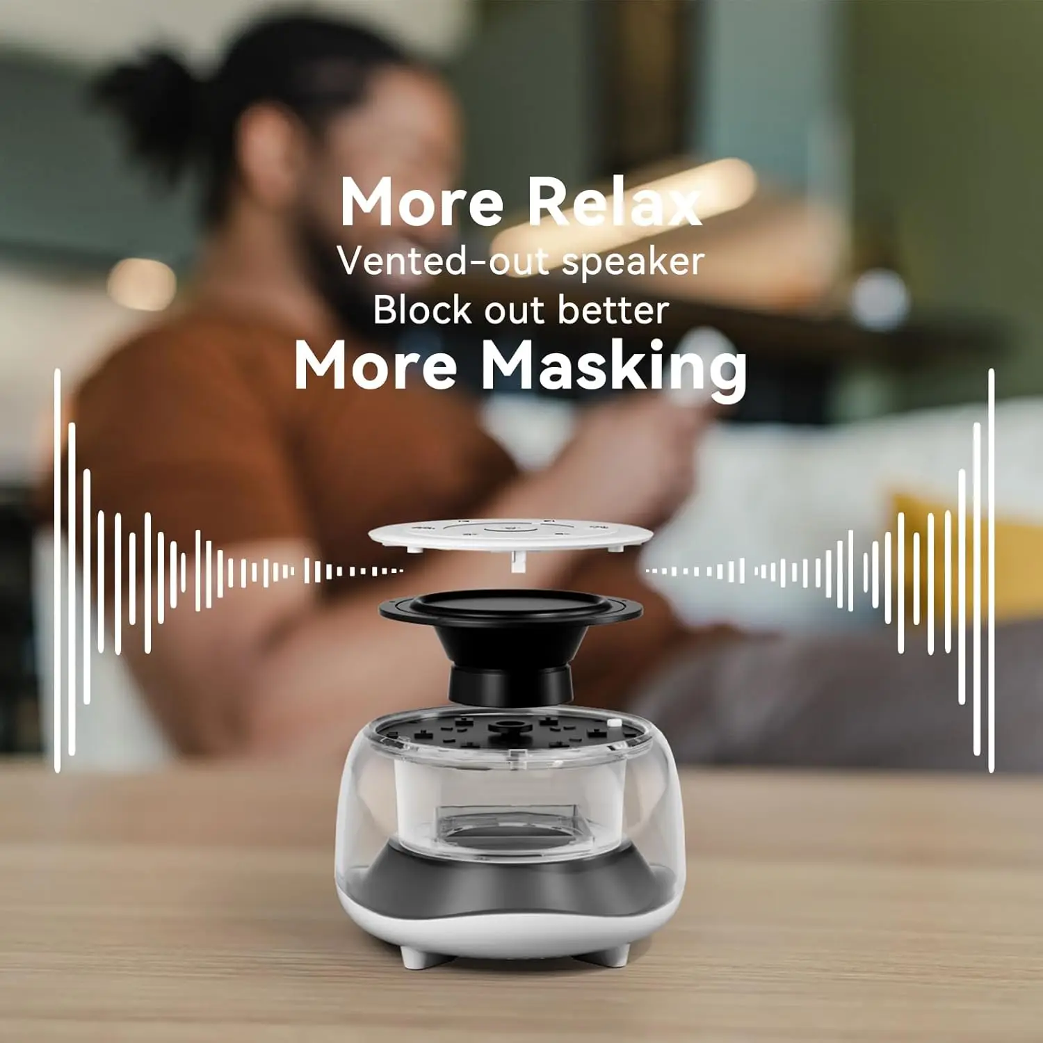 آلة صوت الضوضاء البيضاء مع 7 ألوان ضوء ليلي 34 صوتًا مهدئًا، آلة صوت محمولة لنوم الأطفال والكبار والأطفال