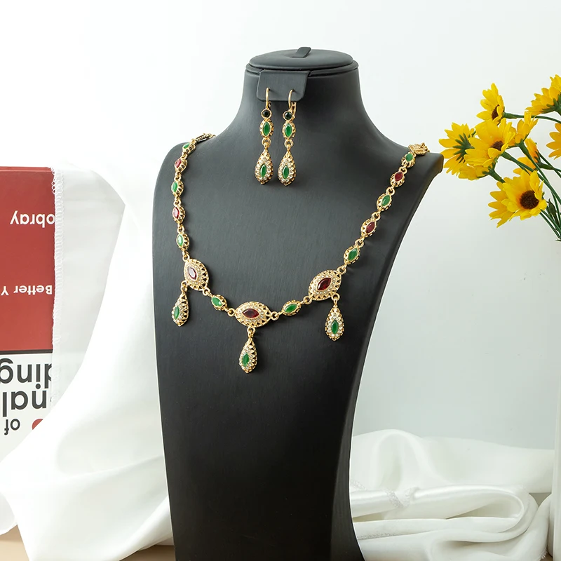 

Arabic Handmade Jewelry With Crystals Wedding Hair Accessories Women Gold Color Headpiece Jewelry Set Head