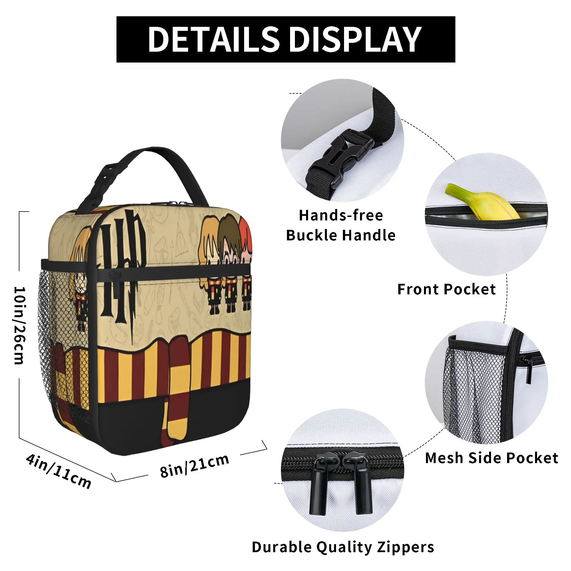 H-HP-P Harrys potters magic Insulated Lunch Bag for Men Women  Food Container Portable Cooler Thermal Bento Box For Work view 6
