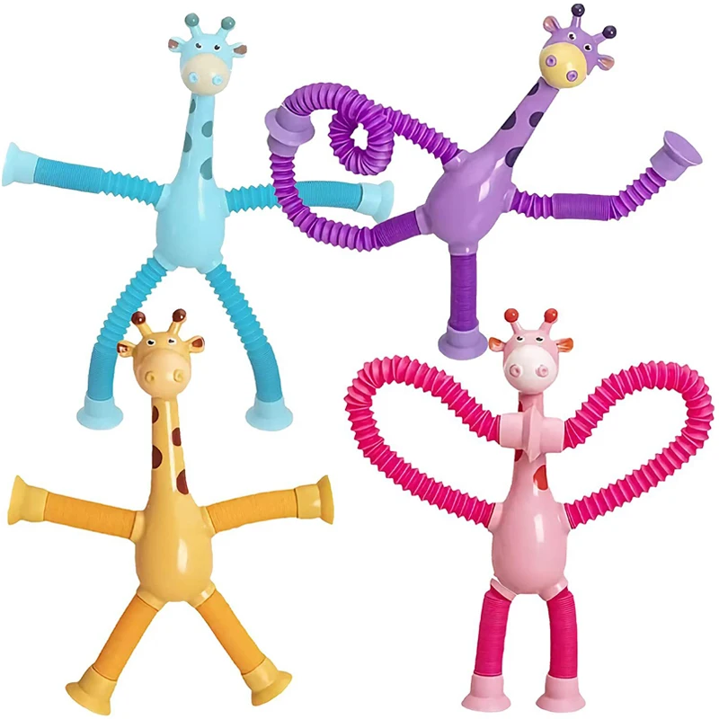 Kinder Saugnapf Spielzeug Vielfalt Form Stretch rohr Stress abbau Teleskop Giraffe Zappeln sensorischen Balg Anti-Stress-Squeeze-Spielzeug