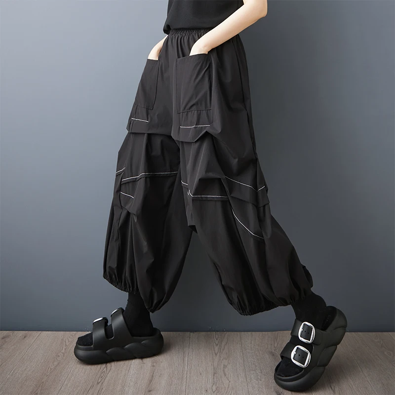 2026 Summer New Style Waseda Wind Loose Wide Leg Pants Tuck in Line Design Casual All Match Slimming Irregular Harem Pants