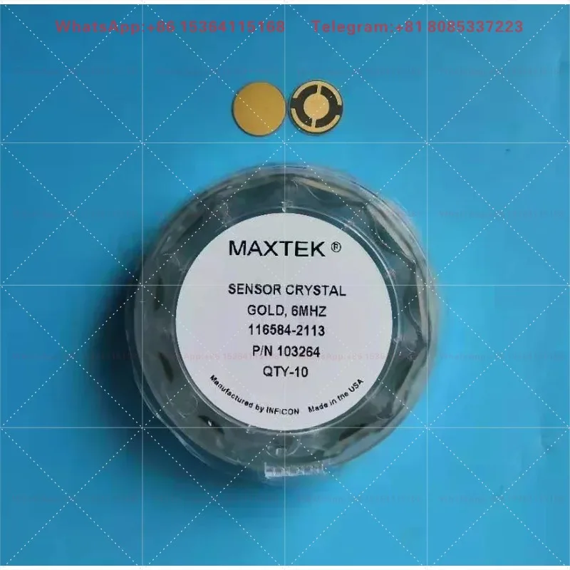 10Pcs MAXTEK Quartz Wafer 103263 / 103264 6MHz Alloy Gold Plated Electrode Crystal Oscillator Vacuum Coating Monitor Sensor Chip