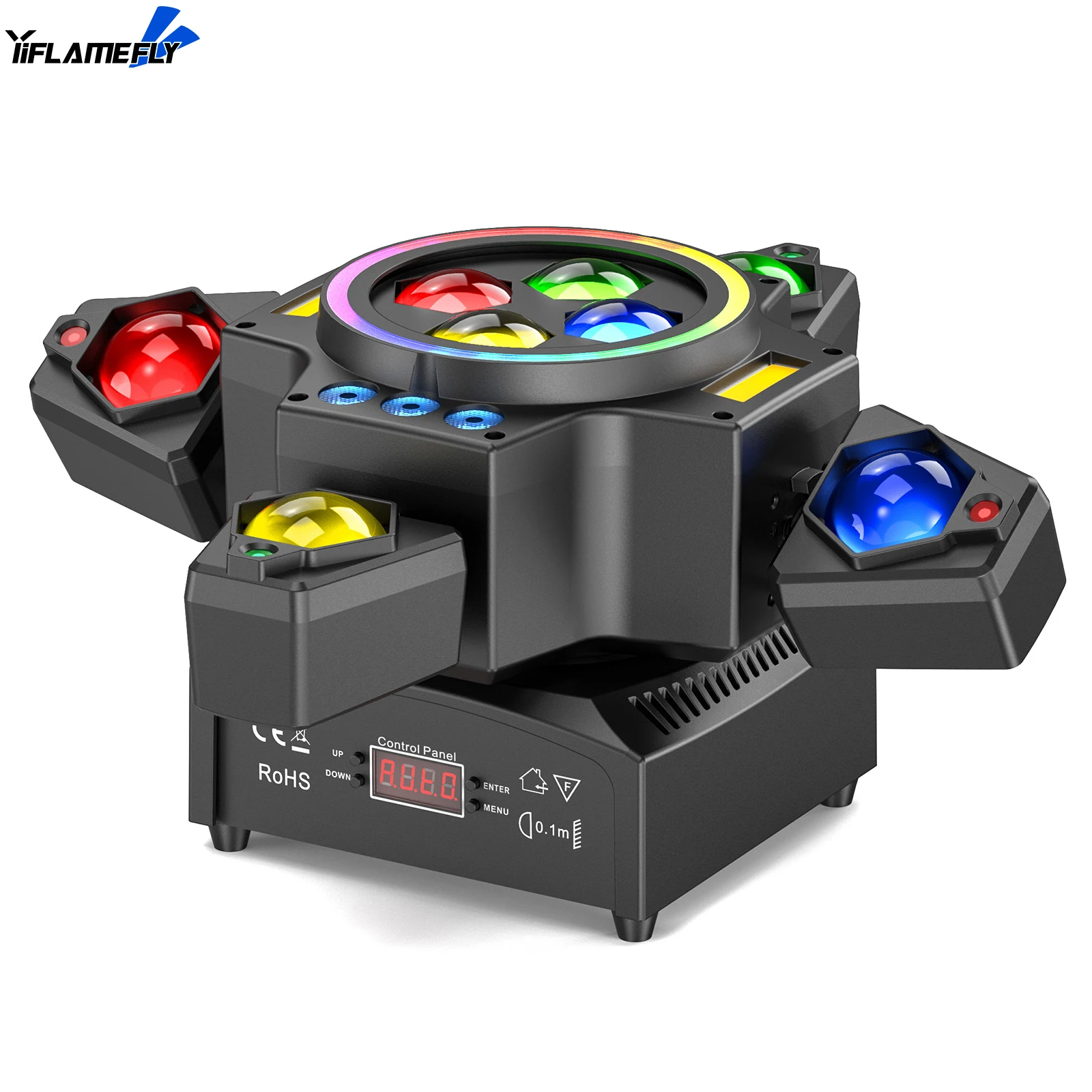 

Yiflamefly 120W 4in1 RGBW Moving Head Light Beam Effect Lights Remote Control Stage Lighting for DJ Disco Party Concert Theater