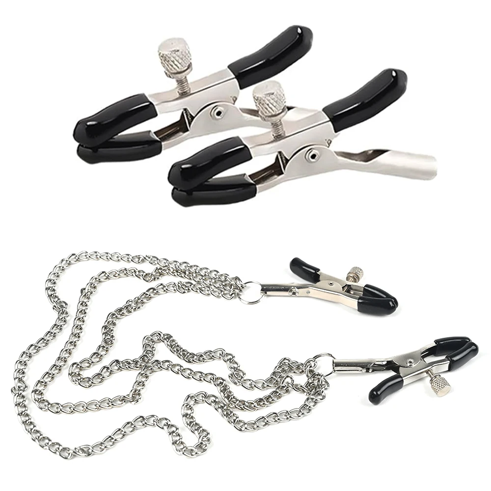Stainless Steel Metal Chain Nipple Milk Clips Breast Clip Sex Slaves Nipple Clamps Sex Toys Butterfly Style For Couples 18+