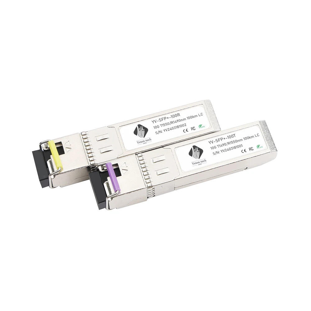 Yeson cisco/Mikrotik Compatible 10GBASE-BX BiDi SFP+ Tx1490nm/Rx1550nm Tx1550nm/Rx1490nm 80km Optical Transceiver sfp 10G Module