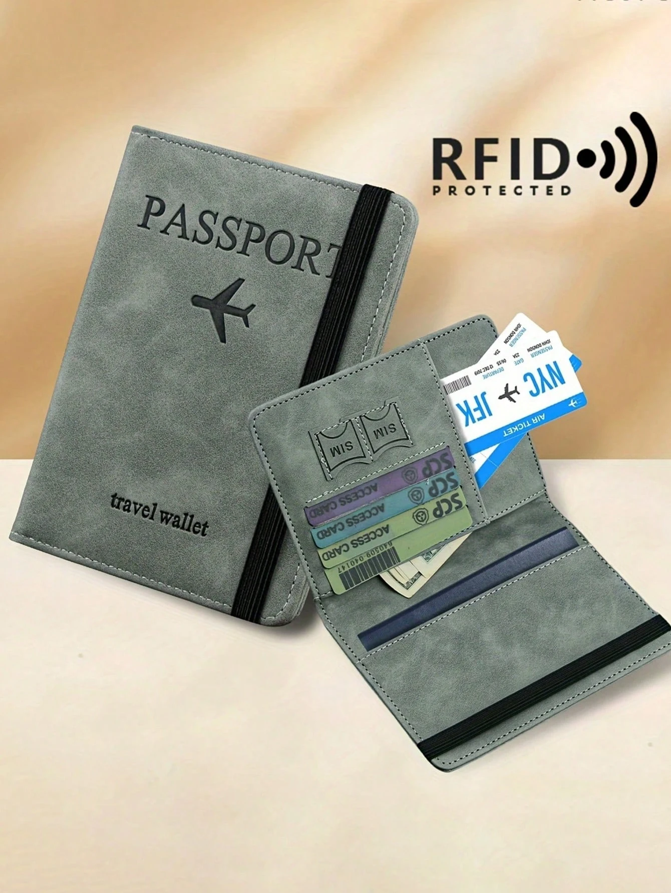 

PU RFID Passport Cover Credit ID Card Wallet Waterproof Document Business Bandage Passport Holder Travel Multifunction Protector